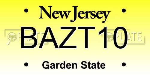 BAZT10 New Jersey License Plate