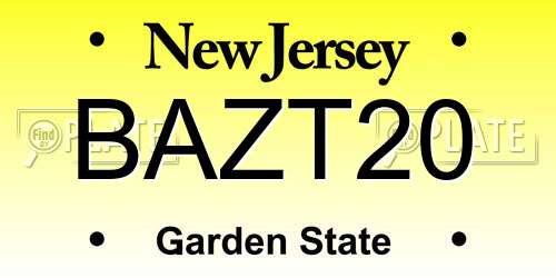 BAZT20 New Jersey License Plate