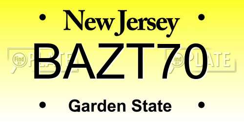 BAZT70 New Jersey License Plate