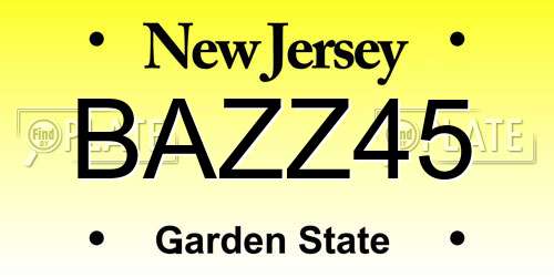 BAZZ45 New Jersey License Plate
