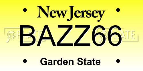 BAZZ66 New Jersey License Plate