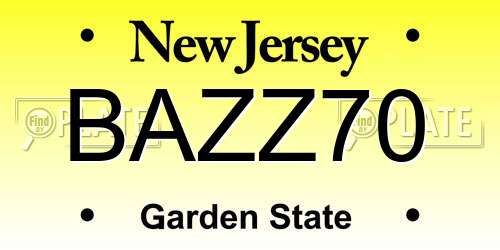 BAZZ70 New Jersey License Plate