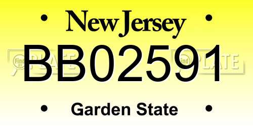 BB02591 New Jersey License Plate