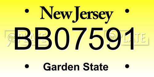 BB07591 New Jersey License Plate