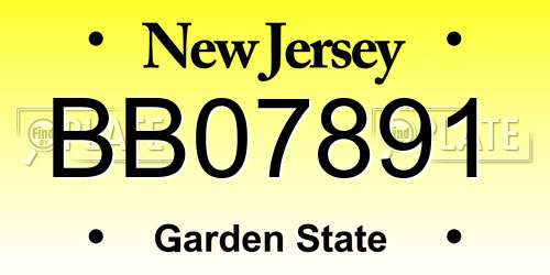 BB07891 New Jersey License Plate