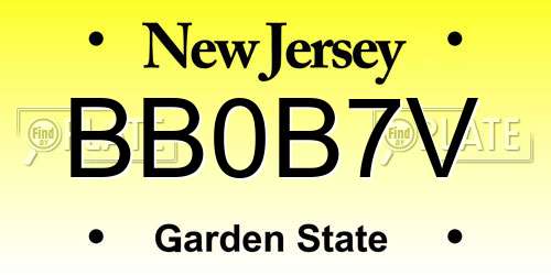 BB0B7V New Jersey License Plate
