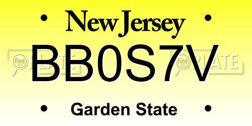 BB0S7V New Jersey License Plate