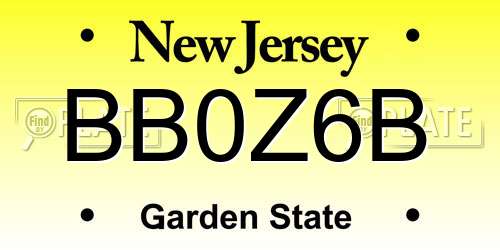 BB0Z6B New Jersey License Plate