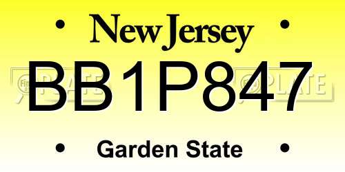 BB1P847 New Jersey License Plate