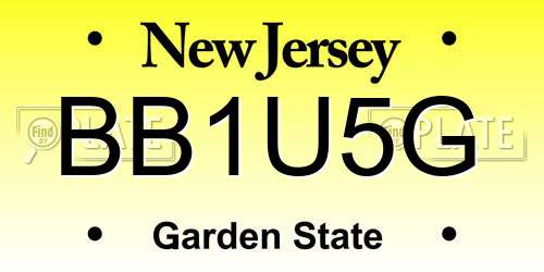 BB1U5G New Jersey License Plate