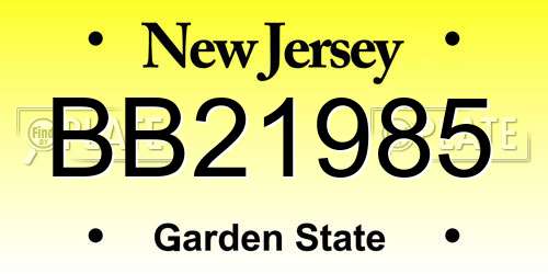 BB21985 New Jersey License Plate