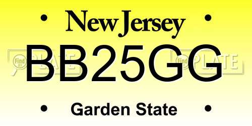 BB25GG New Jersey License Plate