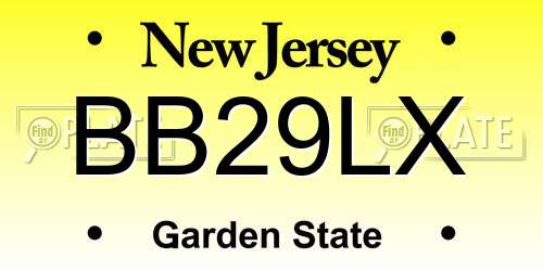 BB29LX New Jersey License Plate