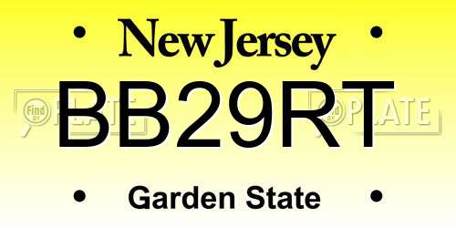 BB29RT New Jersey License Plate