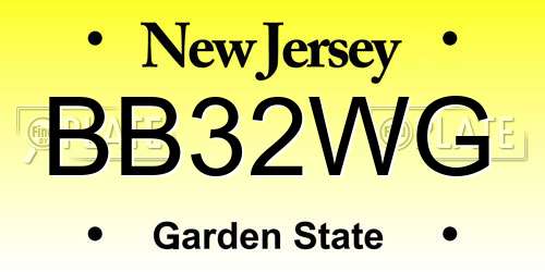 BB32WG New Jersey License Plate