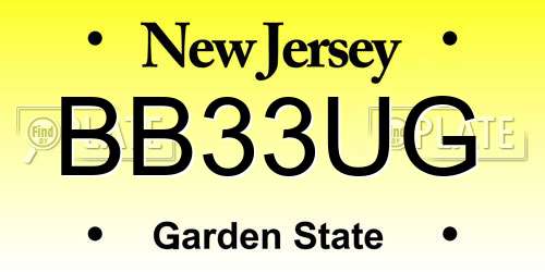 BB33UG New Jersey License Plate