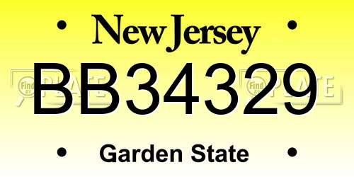 BB34329 New Jersey License Plate