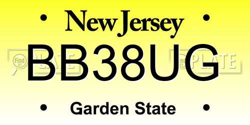 BB38UG New Jersey License Plate