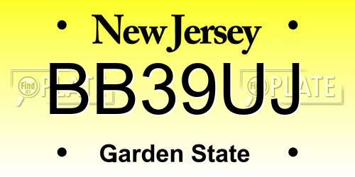 BB39UJ New Jersey License Plate