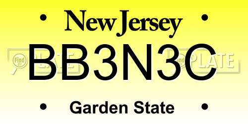BB3N3C New Jersey License Plate