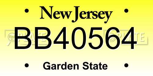 BB40564 New Jersey License Plate