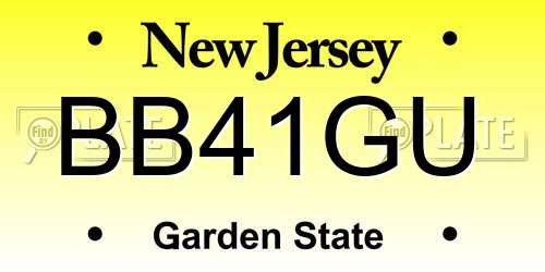 BB41GU New Jersey License Plate