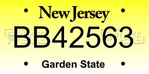 BB42563 New Jersey License Plate
