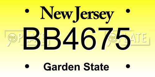 BB4675 New Jersey License Plate