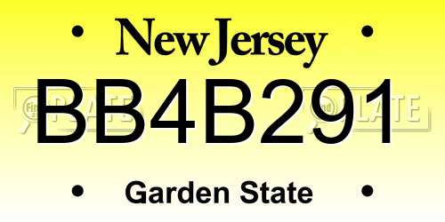 BB4B291 New Jersey License Plate