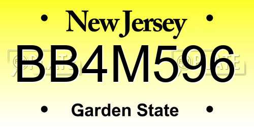 BB4M596 New Jersey License Plate