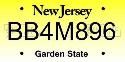 BB4M896 New Jersey License Plate