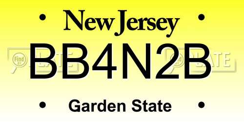 BB4N2B New Jersey License Plate
