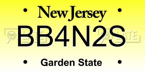 BB4N2S New Jersey License Plate