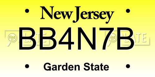 BB4N7B New Jersey License Plate
