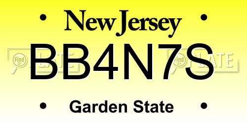 BB4N7S New Jersey License Plate