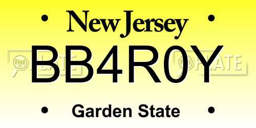 BB4R0Y New Jersey License Plate