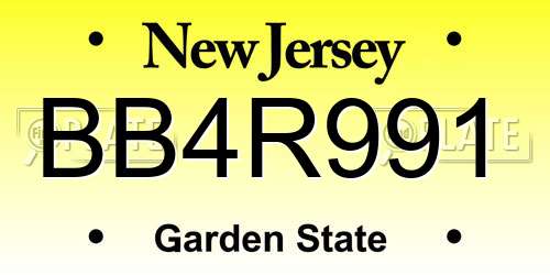 BB4R991 New Jersey License Plate