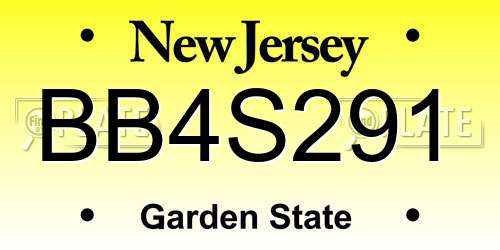 BB4S291 New Jersey License Plate