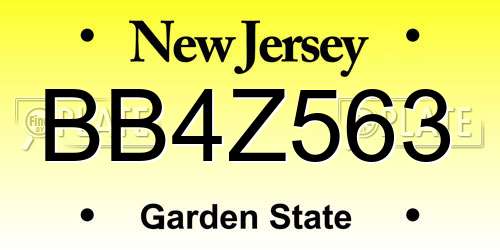 BB4Z563 New Jersey License Plate