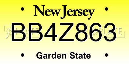 BB4Z863 New Jersey License Plate