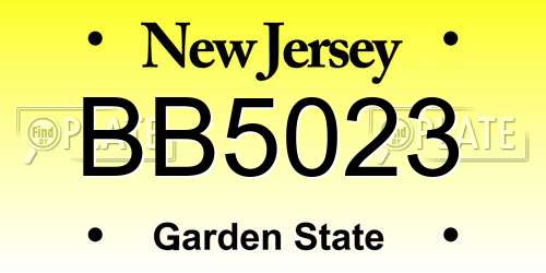 BB5023 New Jersey License Plate