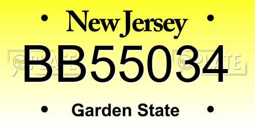 BB55034 New Jersey License Plate