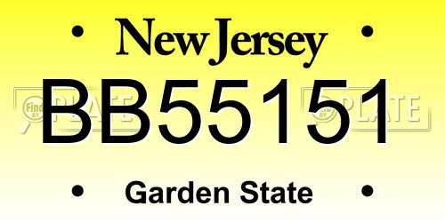 BB55151 New Jersey License Plate
