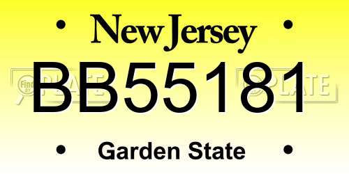 BB55181 New Jersey License Plate