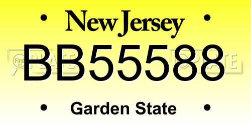 BB55588 New Jersey License Plate