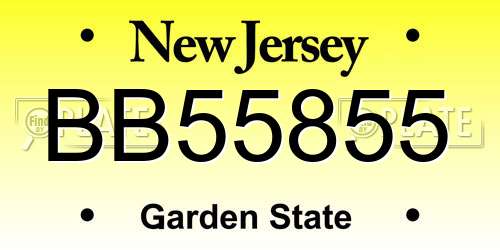 BB55855 New Jersey License Plate