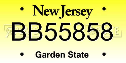 BB55858 New Jersey License Plate