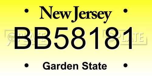 BB58181 New Jersey License Plate