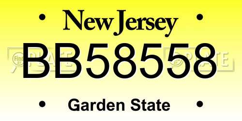 BB58558 New Jersey License Plate