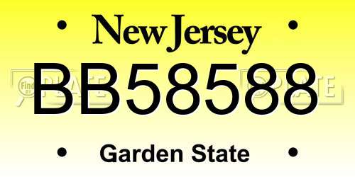 BB58588 New Jersey License Plate
